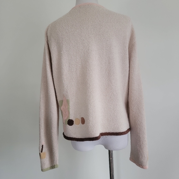 Vintage AnnTrinity Womens Cream Leaf Embroidered Cardigan/Jacket Sweater Knited - Picture 6 of 11